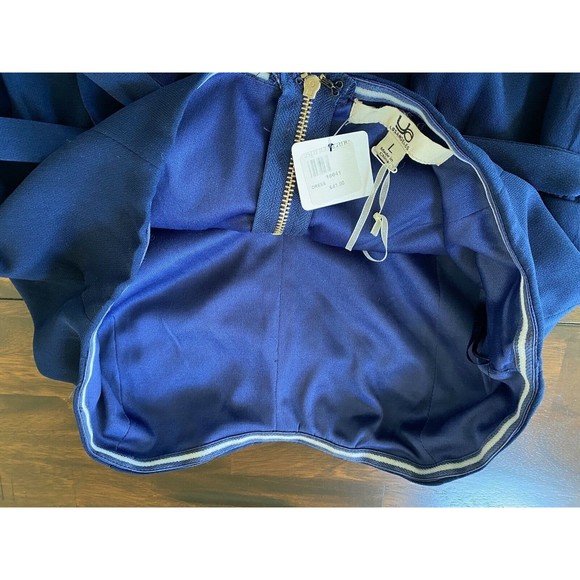 NEW W/TAGS Apricot Lane Ya Los Angeles Blue Chiffon Strapless Mini Tie Dress L - Picture 11 of 12